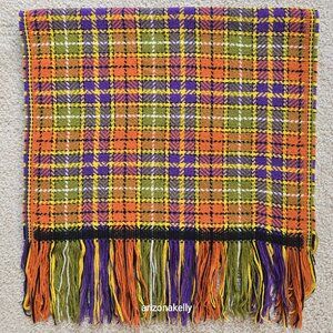 NWOT Altea Wool Scarf Retro Plaid Fringed Italy